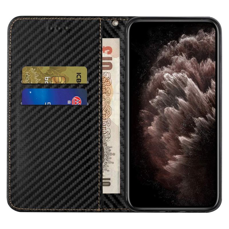 Capa De Celular Para iPhone 15 Plus De Cordão Flip Correia De Fibra De Carbono