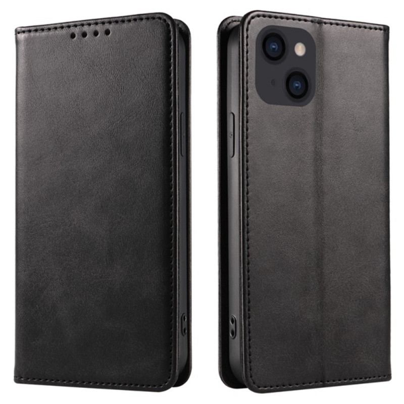 Capa De Celular Para iPhone 15 Plus Flip Efeito Couro Clássico