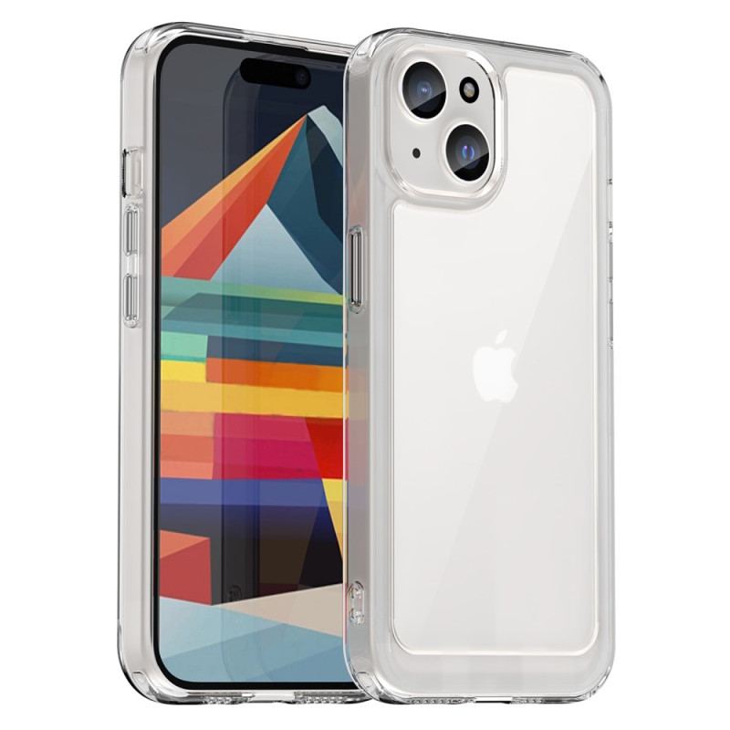 Capa De Celular Para iPhone 15 Plus Parte Traseira Em Acrílico E Bordas Em Silicone