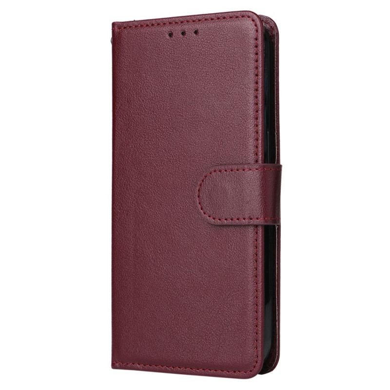 Capa De Couro Para iPhone 15 Plus De Cordão Estilo Clássico De Couro Com Alça