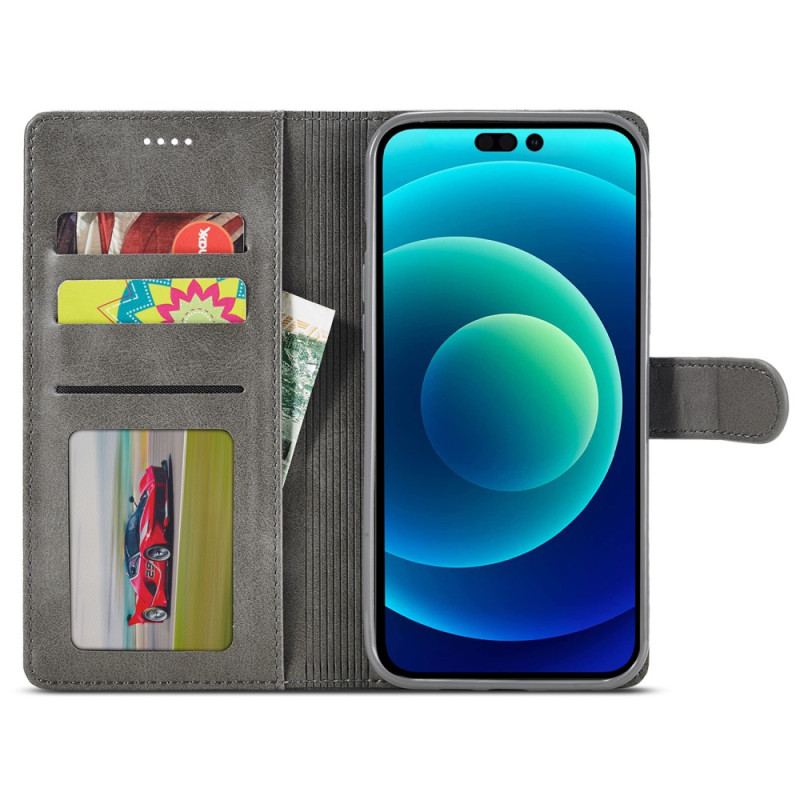 Capa De Couro Para iPhone 15 Plus Efeito Couro Lc.imeeke