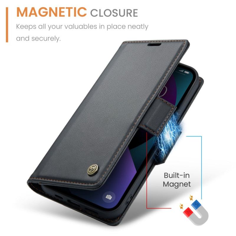 Capa De Couro Para iPhone 15 Plus Estilo Couro Caseme