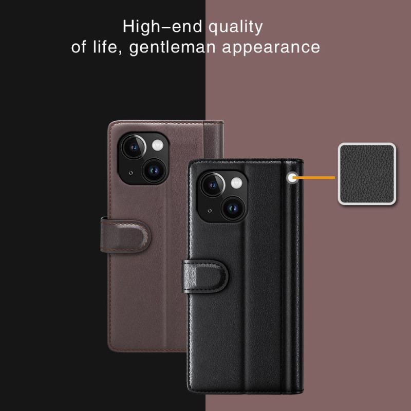 Capa De Couro Para iPhone 15 Plus Couro Genuíno