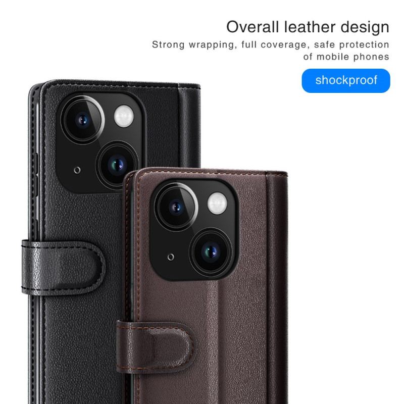 Capa De Couro Para iPhone 15 Plus Couro Genuíno