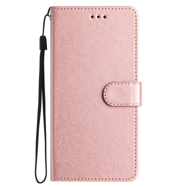 Capa Em Pele Para iPhone 15 Plus De Cordão Pastel Com Alça