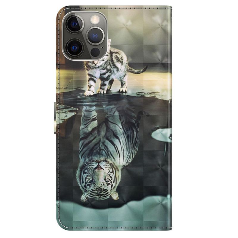 Capa Em Pele Para iPhone 15 Plus De Cordão Sonho De Gatinho 3d Com Alça