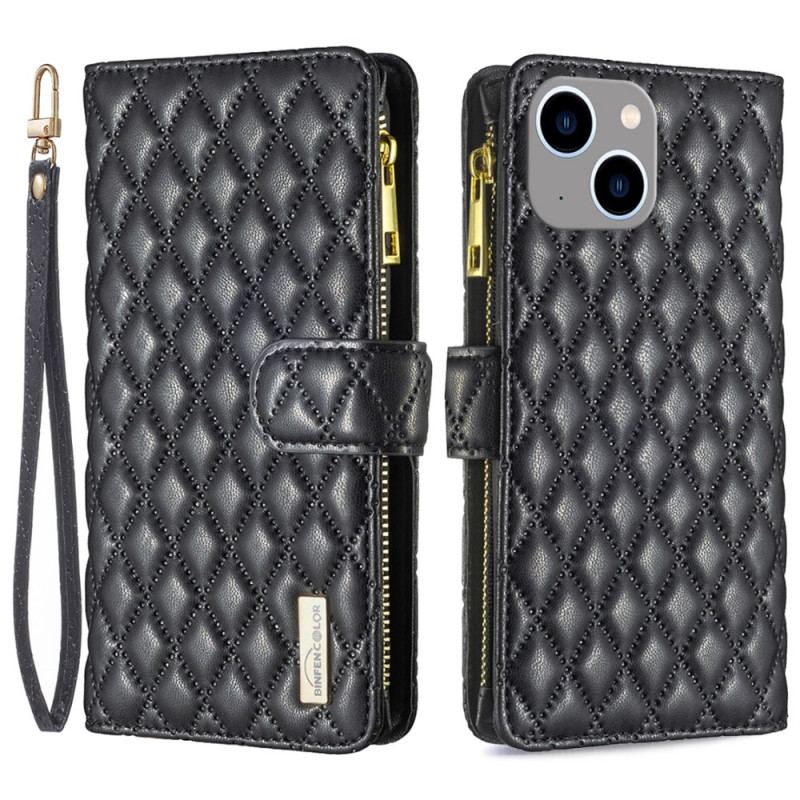 Capa Flip Para iPhone 15 Plus Acolchoado Binfen Cor