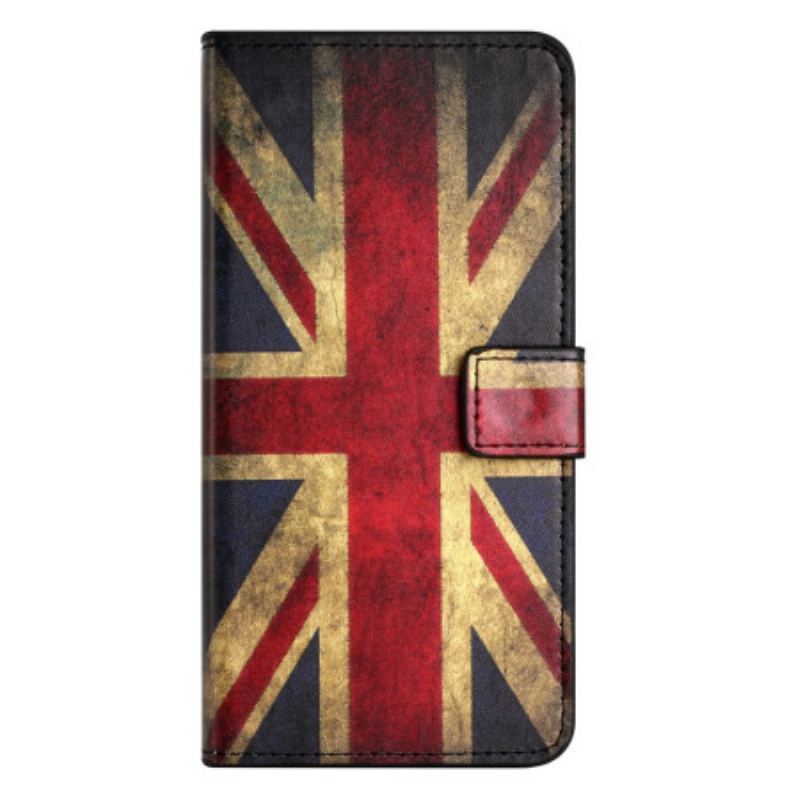 Capa Flip Para iPhone 15 Plus Bandeira Inglesa Vintage