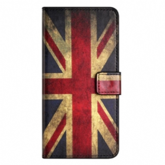 Capa Flip Para iPhone 15 Plus Bandeira Inglesa Vintage