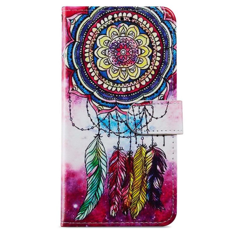 Capa Flip Para iPhone 15 Plus De Cordão Apanhador De Sonhos Aquarela Com Alça