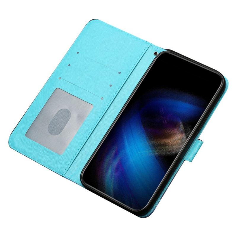 Capa Flip Para iPhone 15 Plus De Cordão Borboletas 3d Com Cordão