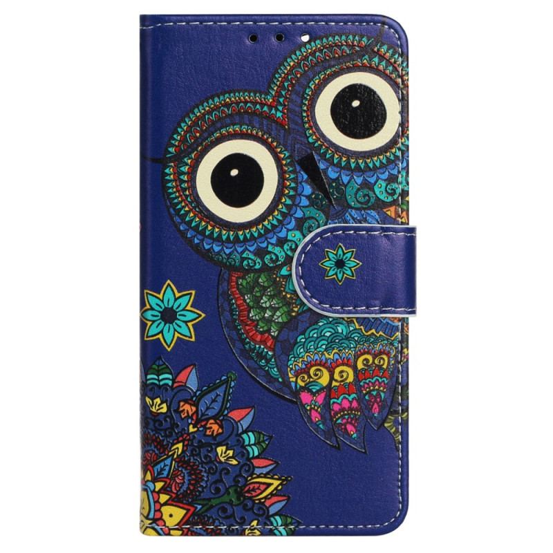 Capa Flip Para iPhone 15 Plus De Cordão Coruja Tribal Com Alça