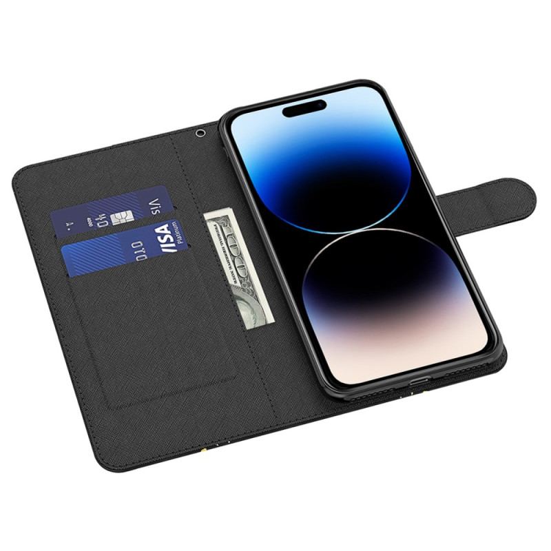 Capa Flip Para iPhone 15 Plus De Cordão Padrão 3d Com Alça