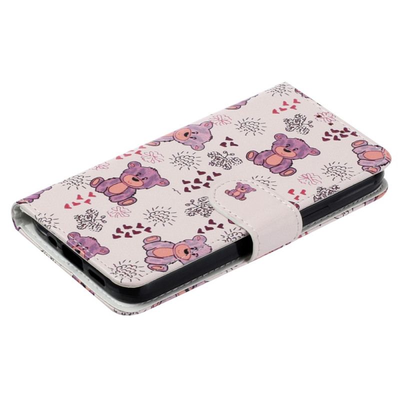 Capa Flip Para iPhone 15 Plus De Cordão Ursos De Cordão