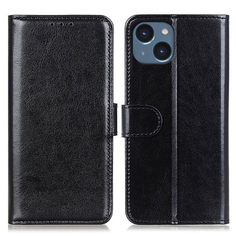 Capa Flip Para iPhone 15 Plus Couro Envernizado Falso