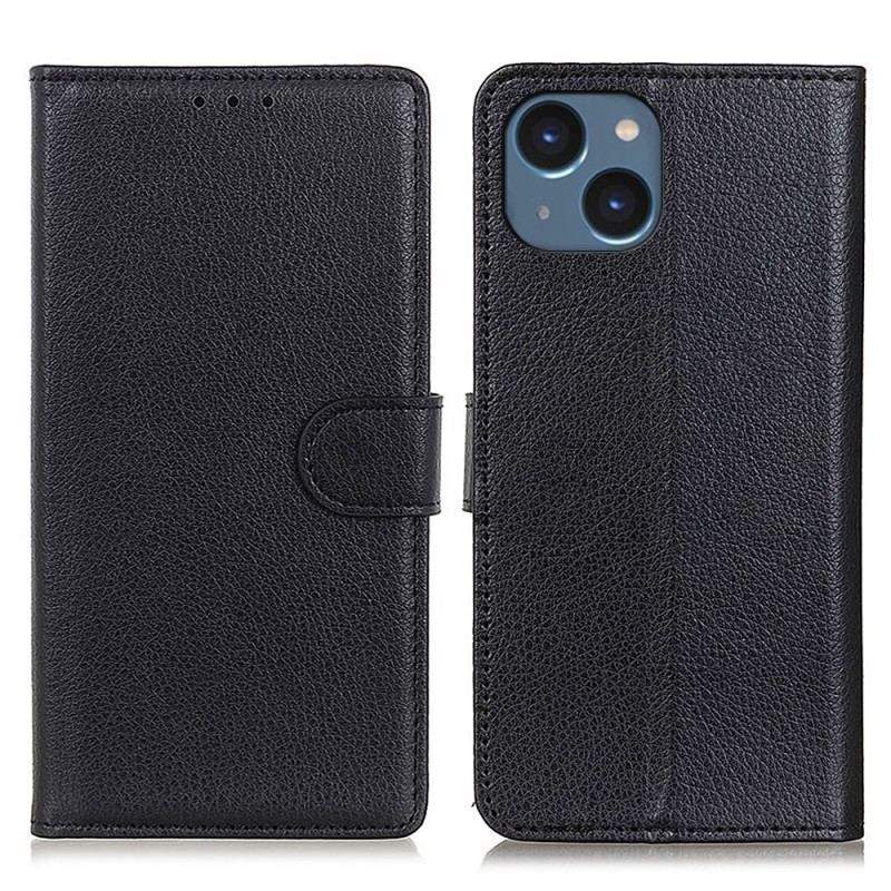 Capa Flip Para iPhone 15 Plus Couro Sintético Tradicional