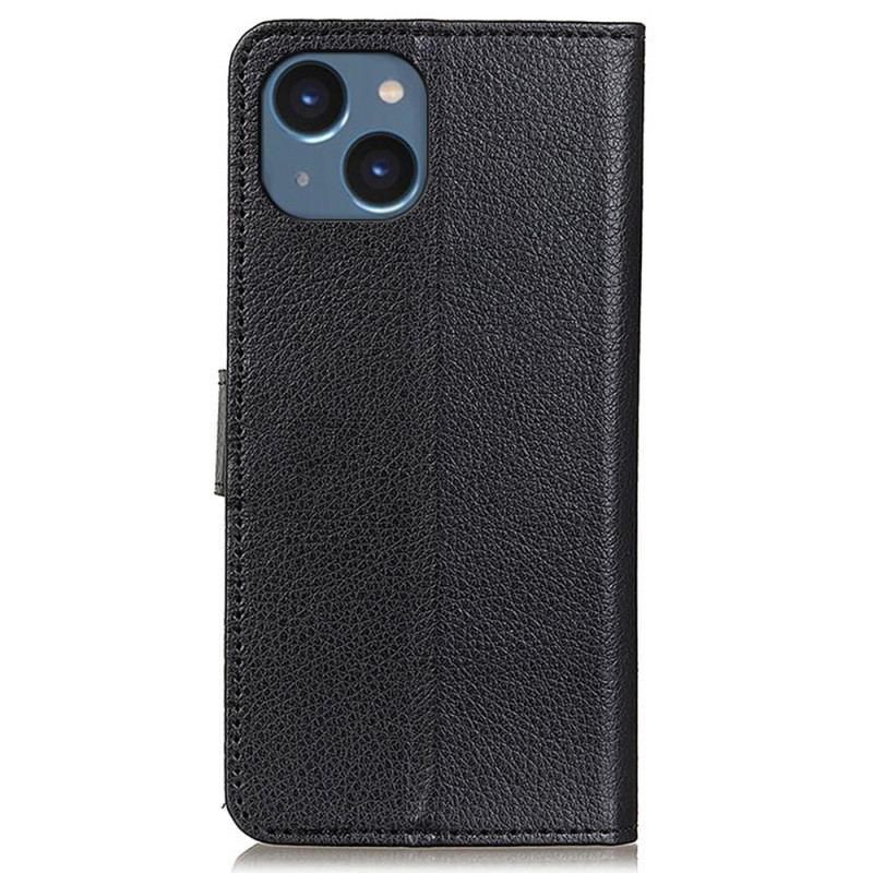 Capa Flip Para iPhone 15 Plus Couro Sintético Tradicional