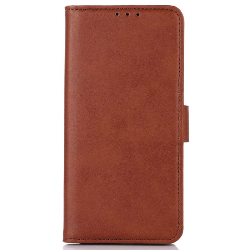 Capa Flip Para iPhone 15 Plus Efeito Couro