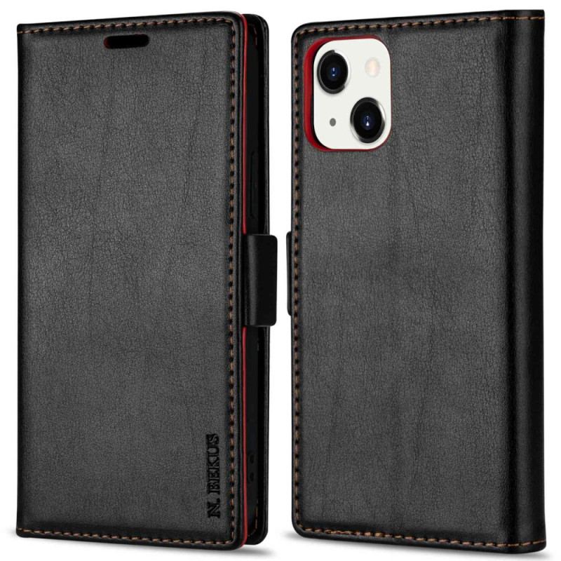 Capa Flip Para iPhone 15 Plus Efeito Couro N.bekus