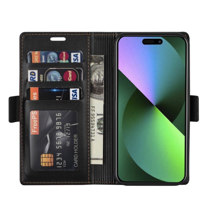 Capa Flip Para iPhone 15 Plus Efeito Couro N.bekus