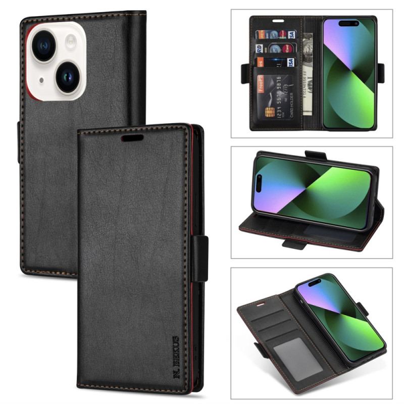 Capa Flip Para iPhone 15 Plus Efeito Couro N.bekus