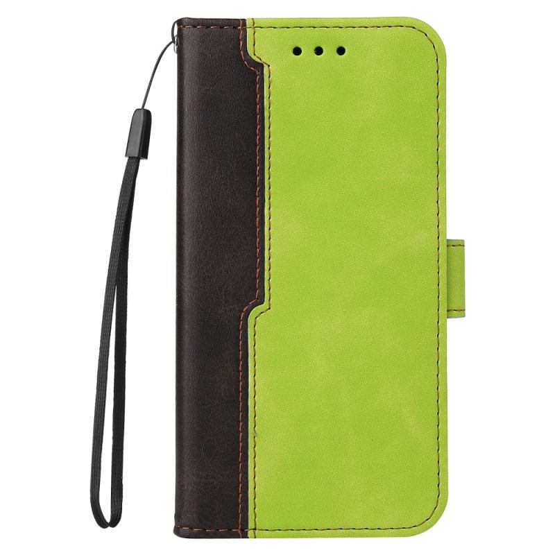 Capa Flip Para iPhone 15 Plus Elegante Em Dois Tons