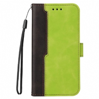 Capa Flip Para iPhone 15 Plus Elegante Em Dois Tons