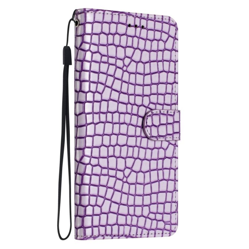 Capa Flip Para iPhone 15 Plus Estilo Crocodilo Com Alça