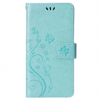 Capa Flip Para iPhone 15 Plus Flores E Borboletas