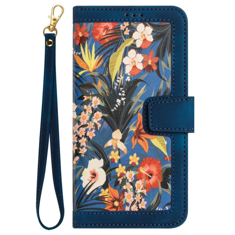 Capa Flip Para iPhone 15 Plus Flores Luxuosas