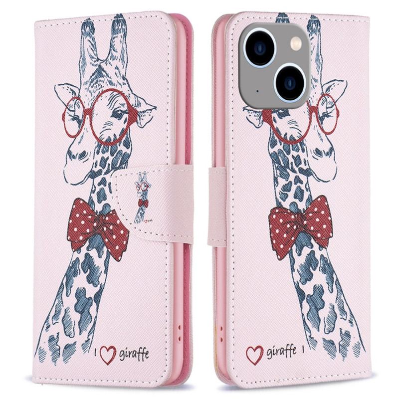 Capa Flip Para iPhone 15 Plus Girafa Intello