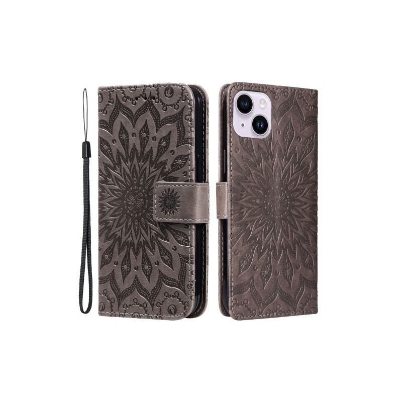 Capa Flip Para iPhone 15 Plus Mandala Sol