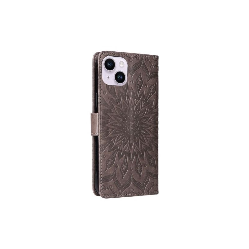 Capa Flip Para iPhone 15 Plus Mandala Sol