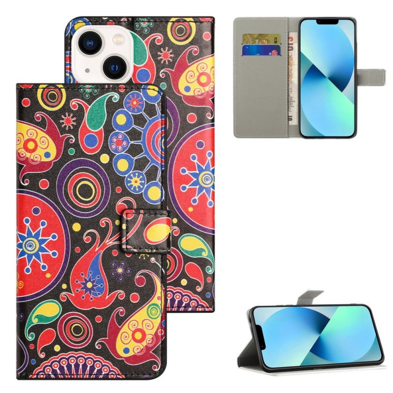 Capa Flip Para iPhone 15 Plus Padrão Galáctico