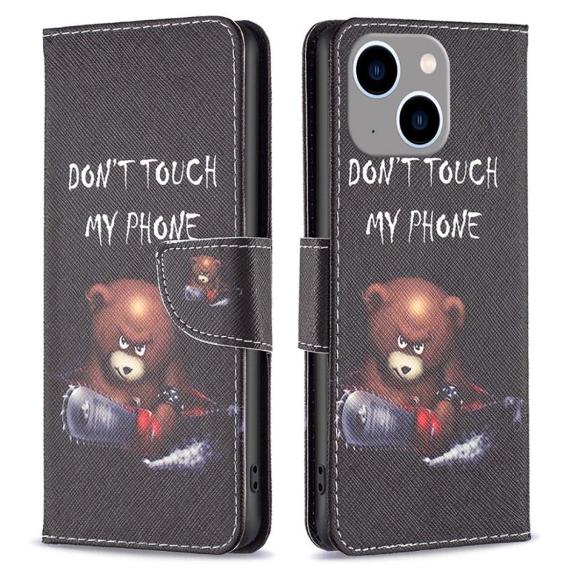 Capa Flip Para iPhone 15 Plus Urso Perigoso