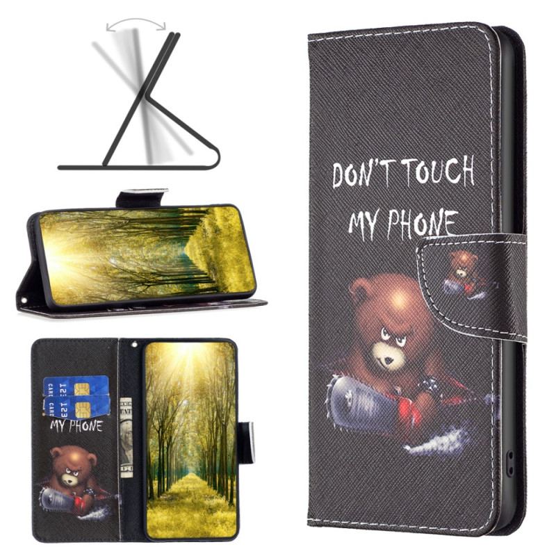 Capa Flip Para iPhone 15 Plus Urso Perigoso