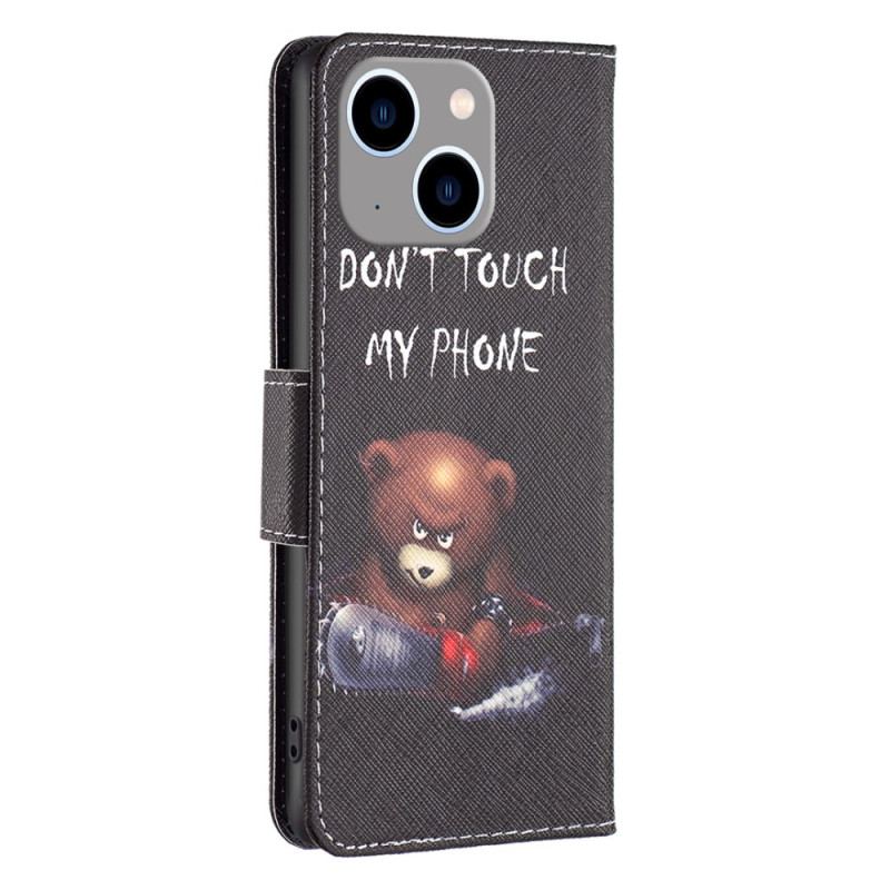 Capa Flip Para iPhone 15 Plus Urso Perigoso