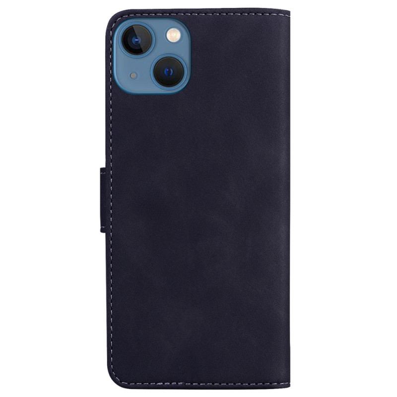 Capa Folio Para iPhone 15 Plus Borboleta De Imitação De Couro