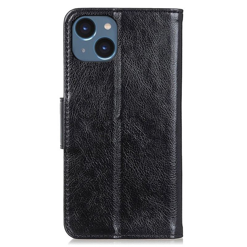 Capa Folio Para iPhone 15 Plus Couro Napa Dividido