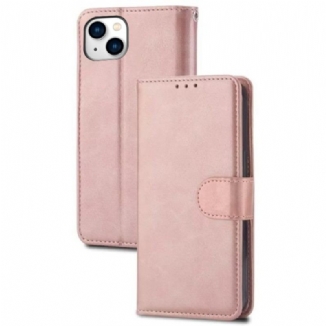 Capa Folio Para iPhone 15 Plus Couro Sintético Sóbrio