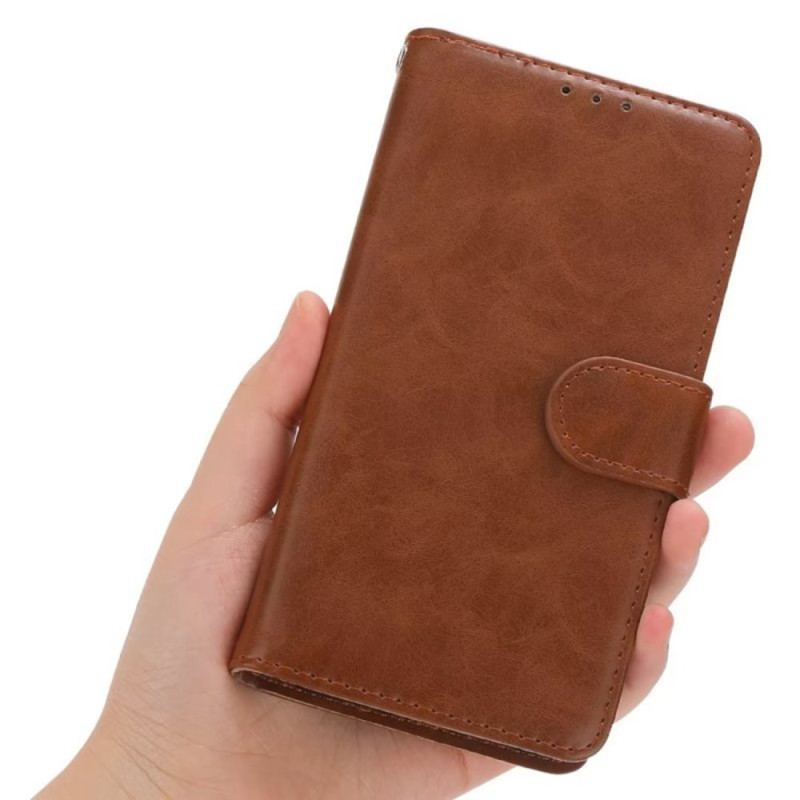 Capa Folio Para iPhone 15 Plus Couro Sintético Sóbrio