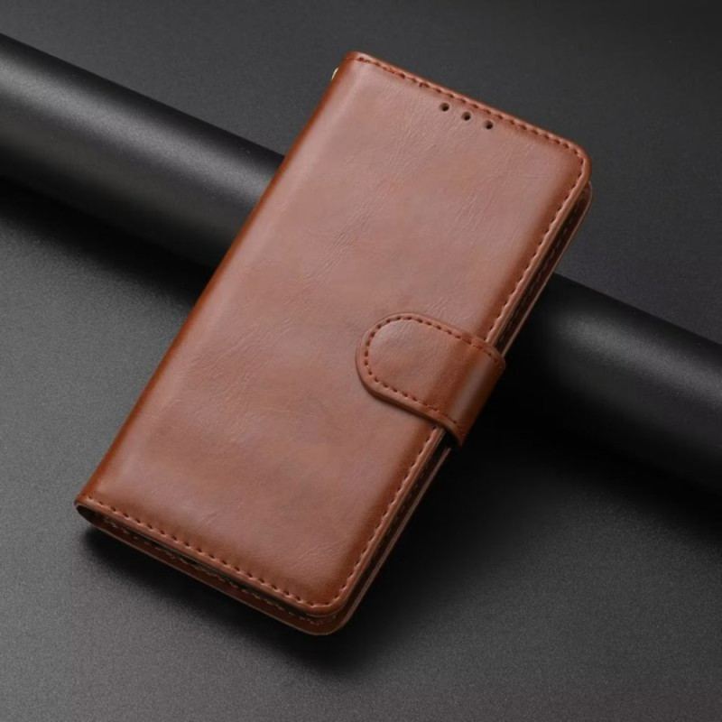 Capa Folio Para iPhone 15 Plus Couro Sintético Sóbrio