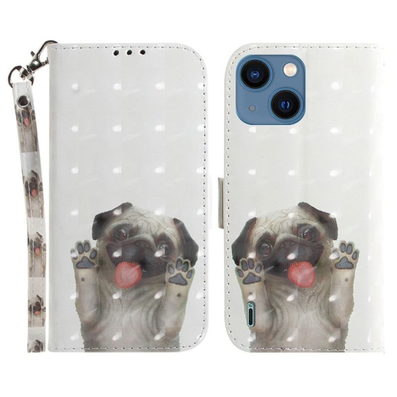 Capa Folio Para iPhone 15 Plus Pug