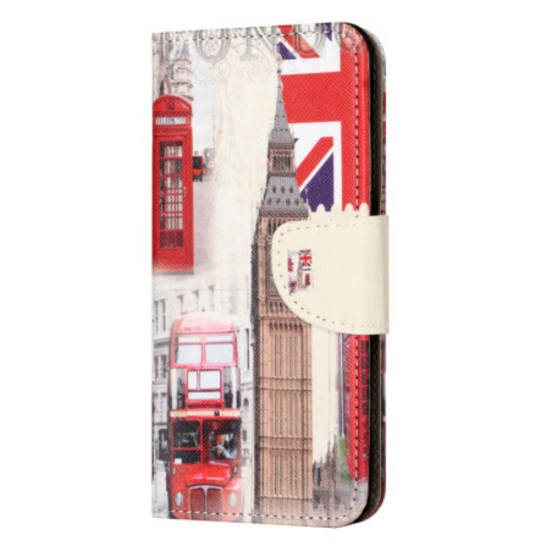 Capa Folio Para iPhone 15 Plus Vida Em Londres