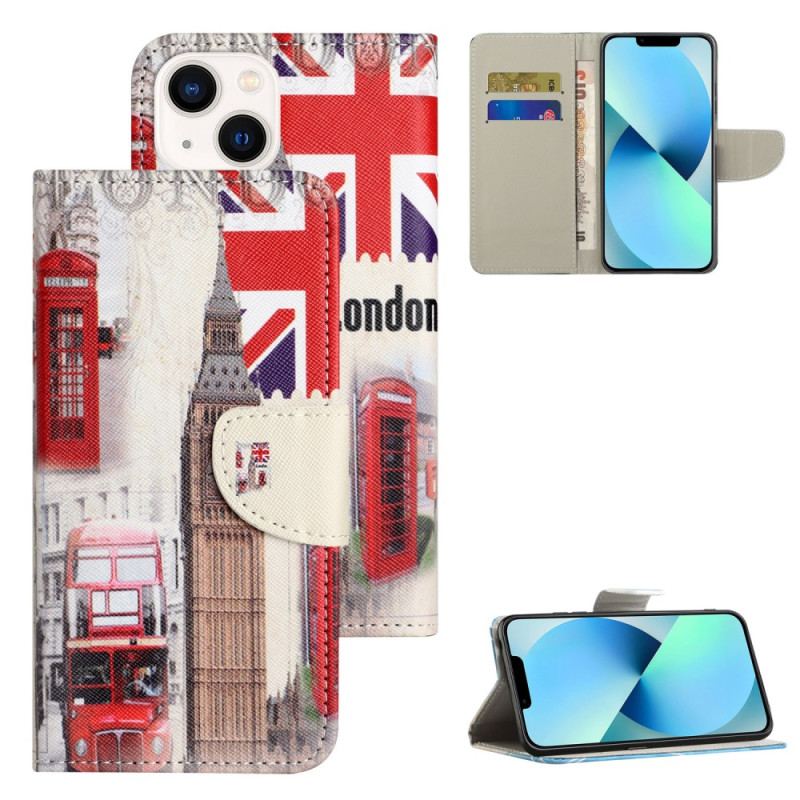 Capa Folio Para iPhone 15 Plus Vida Em Londres