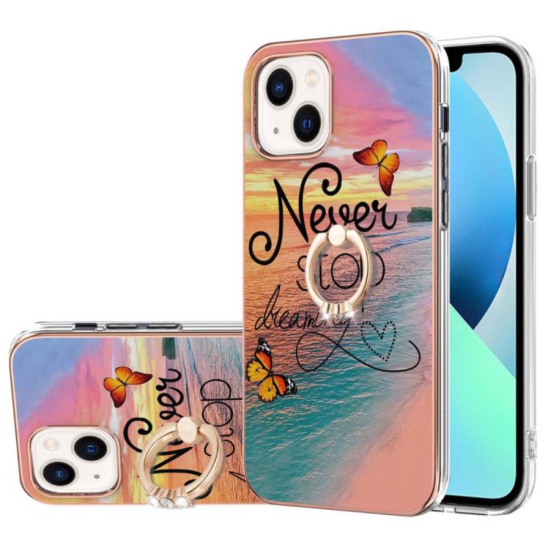 Capa Para iPhone 15 Plus Anel De Apoio Nunca Pare De Sonhar