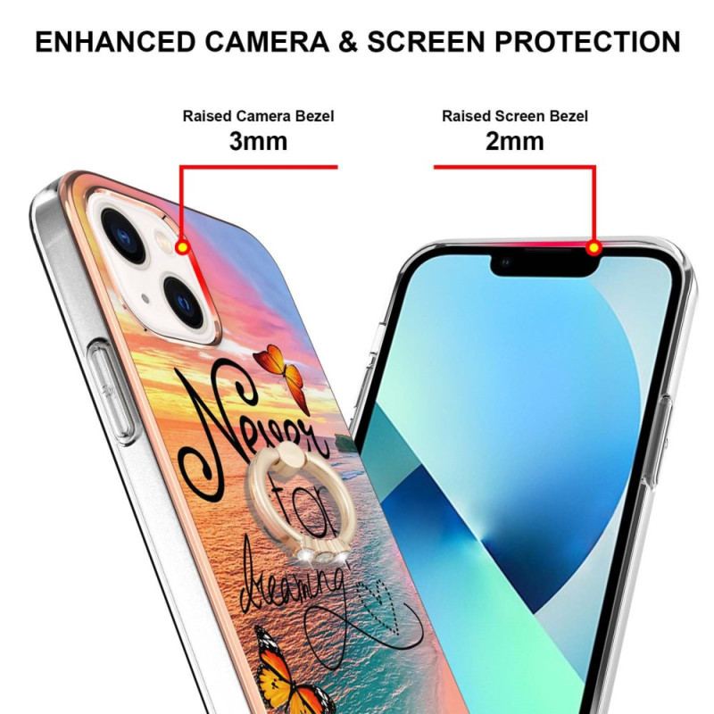 Capa Para iPhone 15 Plus Anel De Apoio Nunca Pare De Sonhar