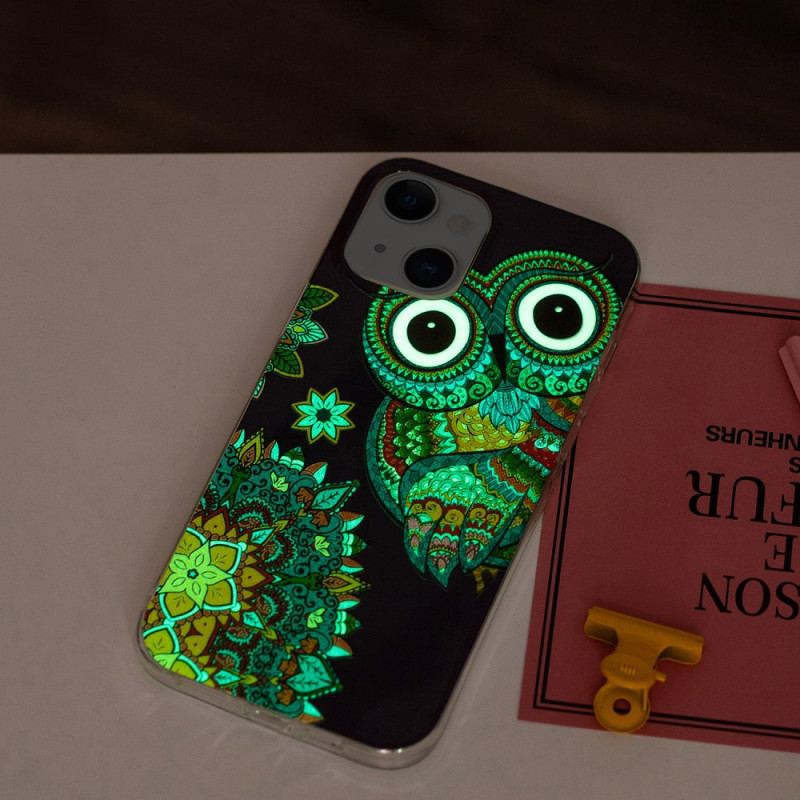 Capa Para iPhone 15 Plus Coruja Fluorescente