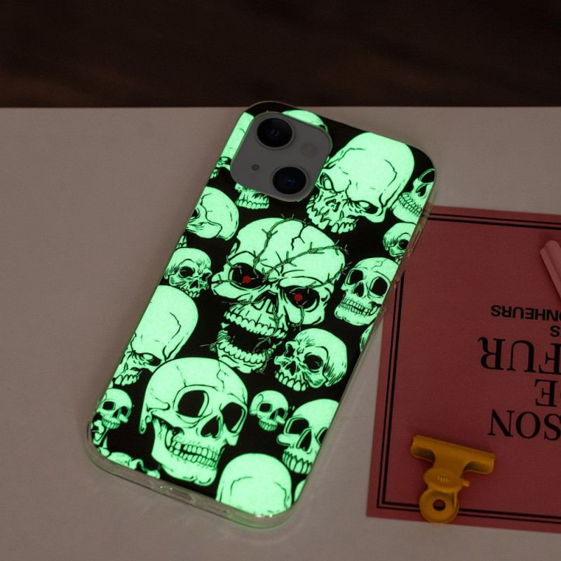 Capa Para iPhone 15 Plus Crânios Fluorescentes