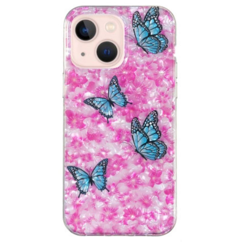 Capa Para iPhone 15 Plus Flores E Borboletas